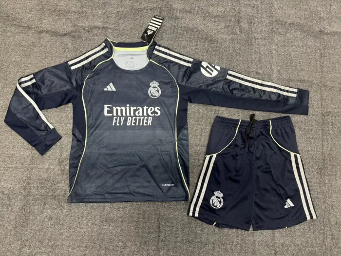 Real Madrid Away Long Sleeve Kids Suit 2025/2026