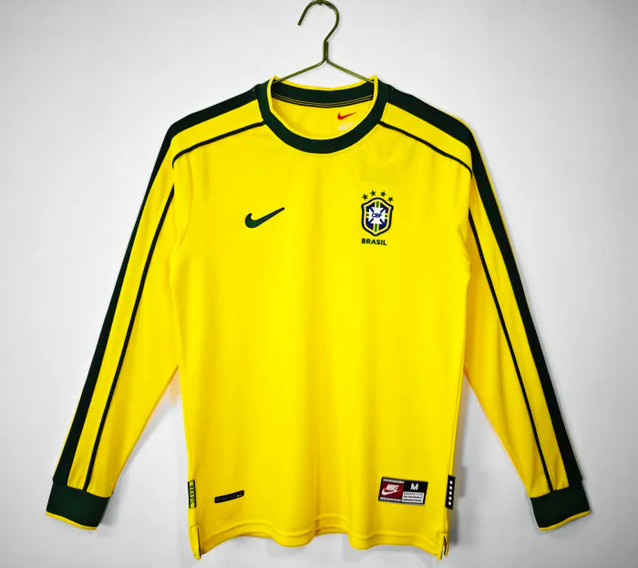 Brazil Home Retro Long Sleeve Jersey 1998